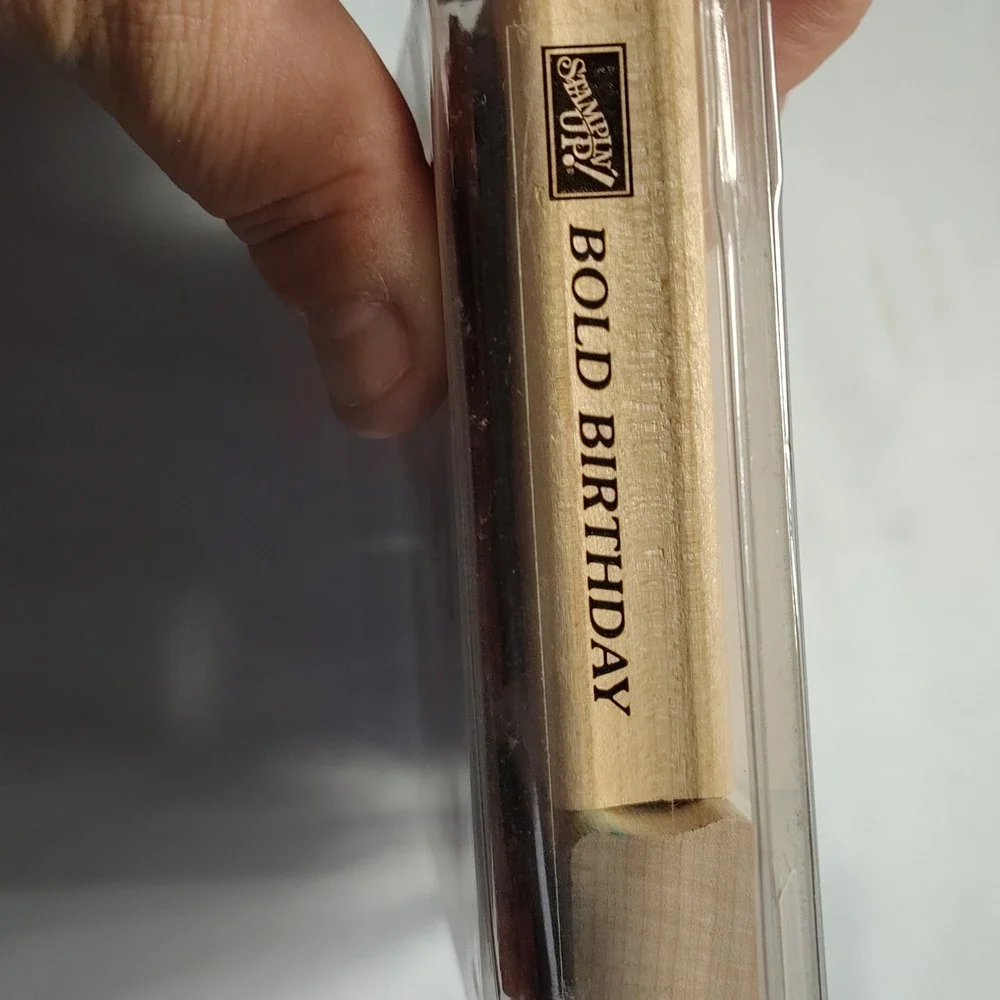 Vintage Stampin Up Bold Birthday Wood‎ Mount Stamp Set Retired 1995 4 Pieces
